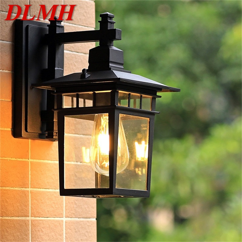 DLMH 야외 벽 램프 LED 클래식 레트로 블랙 라이트 보루 방수 장식 홈 통로